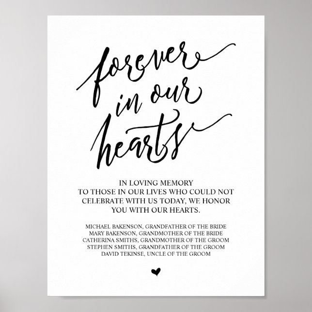 Affiche Tablette commémorative de mariage à jamais dans no (Devant)