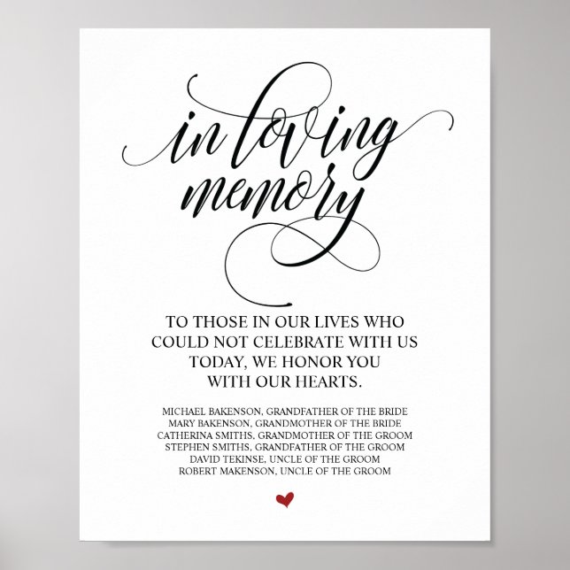 Affiche Tablette de Mémoire d'Amour Dans Notre Cœur (Devant)