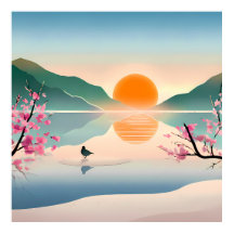 Tablette minimaliste Zen Sunrise Lake Étendue Impr