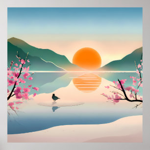 Affiche Tablette minimaliste Zen Sunrise Lake Étendue Impr