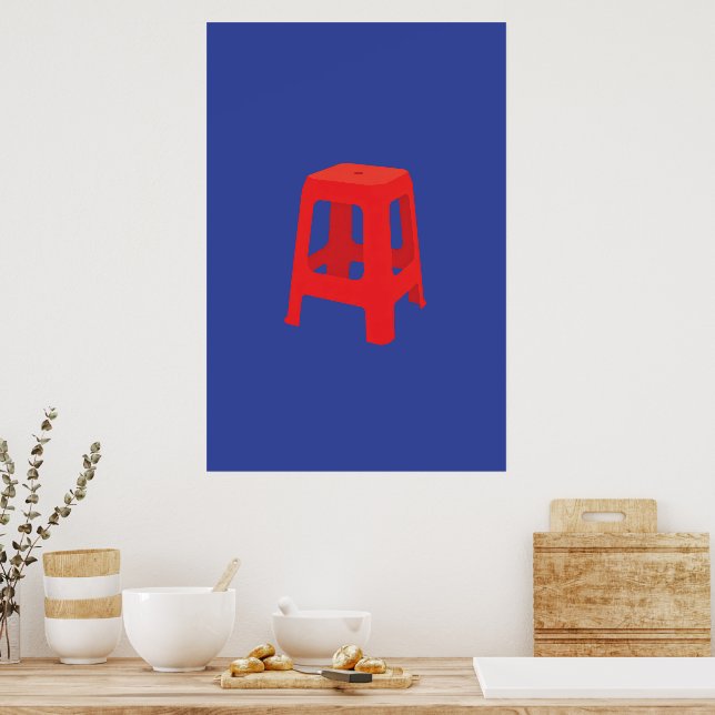 Affiche Tabouret en plastique rouge  (Cuisine)