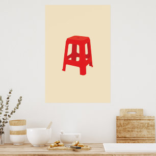 Affiche Tabouret en plastique rouge 