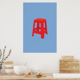 Affiche Tabouret en plastique rouge