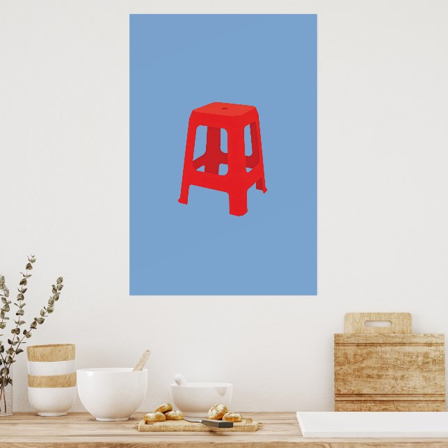 Affiche Tabouret en plastique rouge  (Cuisine)