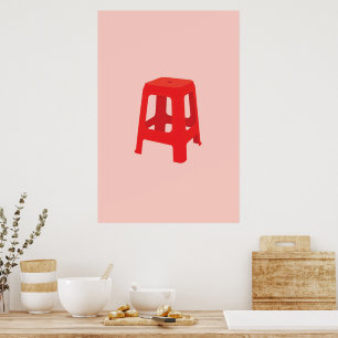 Affiche Tabouret en plastique rouge