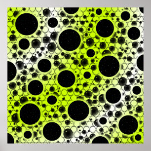 Affiche Taches de bulle spatiale - Blanc/Jaune citron