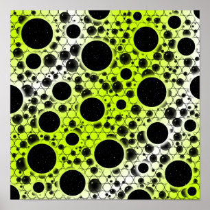 Affiche Taches de bulle spatiale - Blanc/Jaune citron