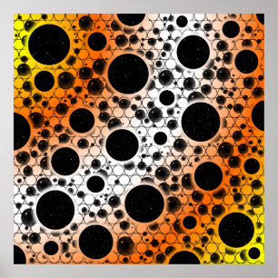 Affiche Taches de bulle spatiale - Jaune/Orange/Blanc