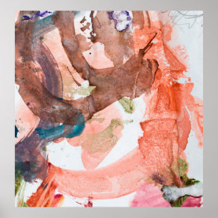 Affiche Taches d'encre sur papier blanc abstrait, acryliqu