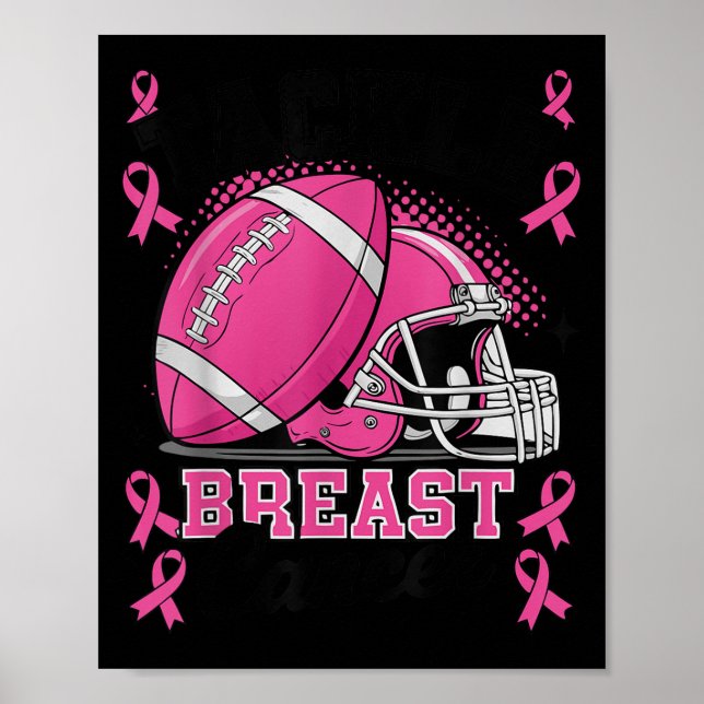 Affiche Tackle Breast Cancer Awareness Nk Ribbon Football  (Devant)
