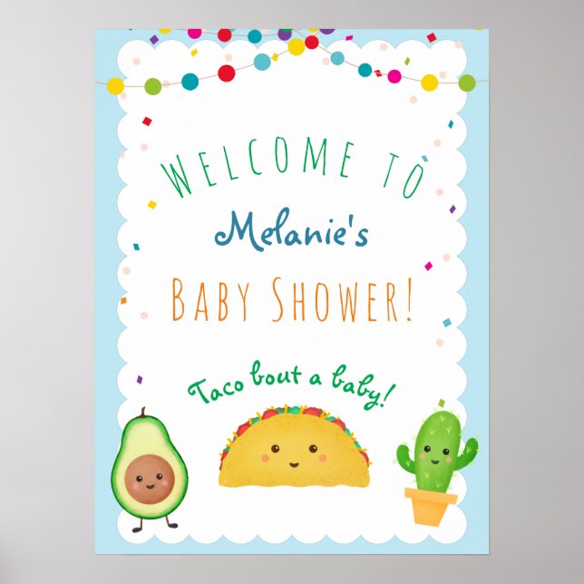 Affiche Taco à propos d'un bébé ! Baby shower d'accueil à  (Devant)