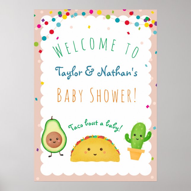 Affiche Taco à propos d'un bébé ! Baby shower d'accueil à  (Devant)