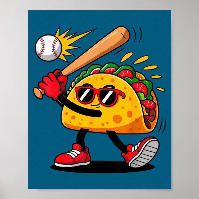 Affiche Taco baseball mexican cinco de mayo men kids  (Devant)