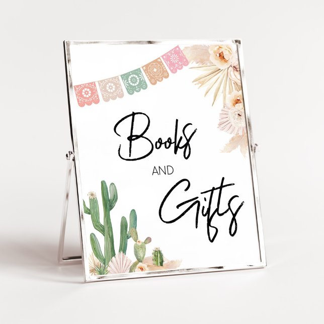 Affiche Taco Bout A Baby Boho Baby showers Livres et Cadea (Cactus Baby Shower Books and Gifts Sign)