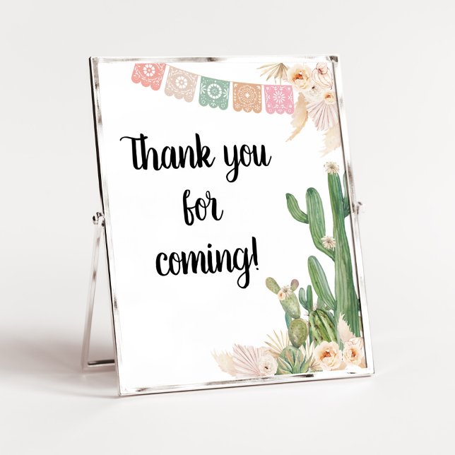 Affiche Taco Bout A Baby Boho Merci pour venir (Cactus Baby Shower Thank you for Coming Sign)