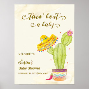 Affiche Taco 'Bout A Baby Cactus Baby shower Bienvenue