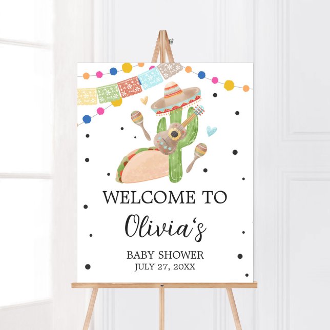 Affiche Taco Bout A Baby Cactus Bienvenue (Fiesta Cactus Baby Shower Welcome Sign)