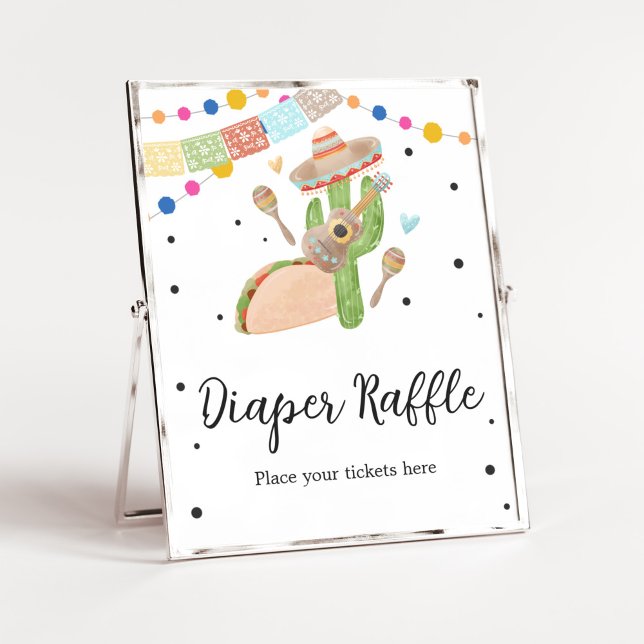 Affiche Taco Bout A Baby Cactus Diaper Raffle (Fiesta Cactus Baby Shower Diaper Raffle Sign)