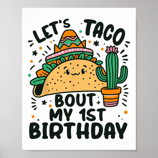 Affiche Taco Bout My 1st Birthday Mexican Party Boys (Devant)