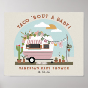 Affiche Taco Bout Un Bébé Boho Camper Baby shower Fille