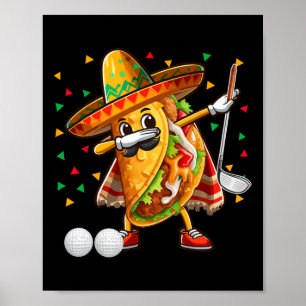 Affiche Taco Dabbing jouant au golf Joueur Cinco De Mayo M