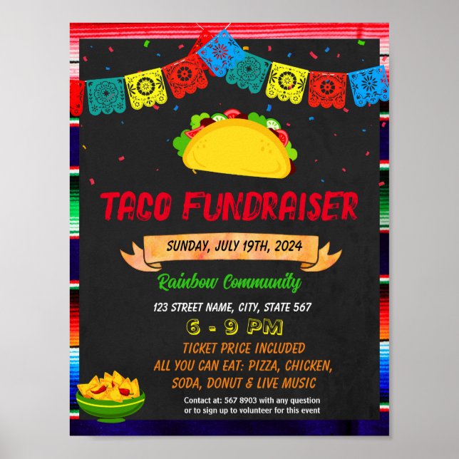 Affiche Taco Dinner modèle de l'événement de collecte de f (Devant)