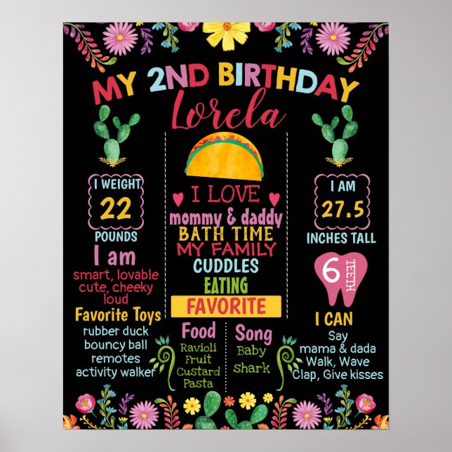 Affiche Taco Fiesta Mexicaine Jalon 2e anniversaire (Devant)