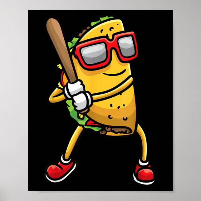 Affiche Taco Jouer De Baseball Mexicain Cinco De Mayo Enfa (Devant)