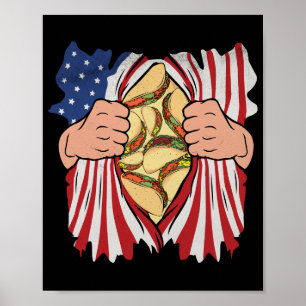 Affiche Taco Lover 4 juillet USA Drapeau mexicain Tacos