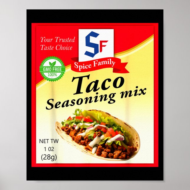 Affiche Taco Seasoning Mix Funny Mexico Cinco De Mayo Grou (Devant)