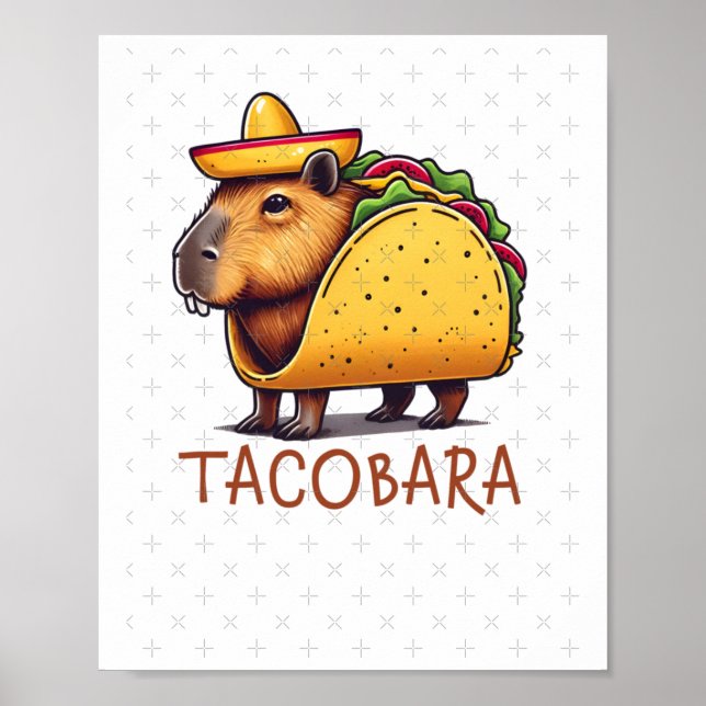Affiche Tacobara Capybara Dans Un Autocollant Costume Taco (Devant)