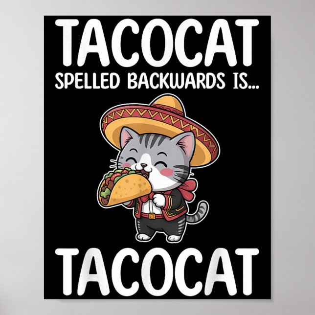 Affiche Tacocat Écrit À L'Arrière Est Tacocat Chat Et Taco (Devant)
