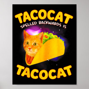 Affiche Tacocat écrit à l'envers est tacocat chat mème tac