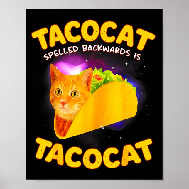 Affiche Tacocat écrit à l'envers est tacocat chat mème tac (Devant)
