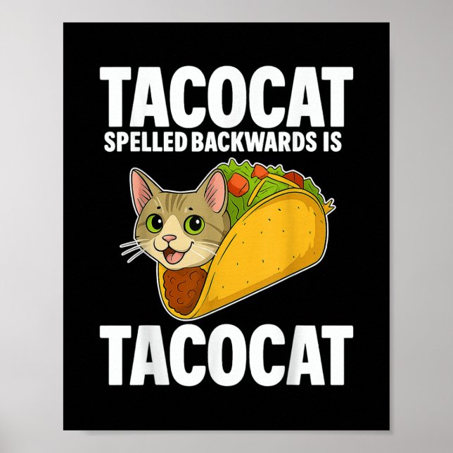 Affiche Tacocat épelé à l'envers Drôle Drôle Cadeaux Chat  (Devant)