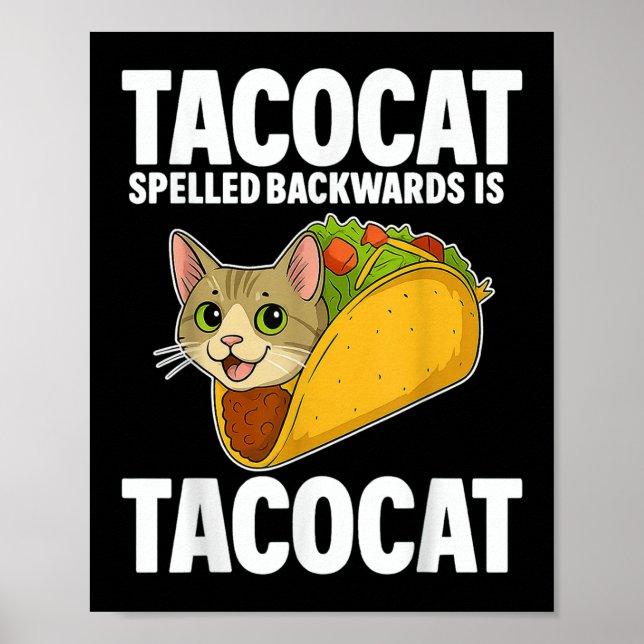 Affiche Tacocat épelé à l'envers Drôle Drôle Cadeaux Chat  (Devant)