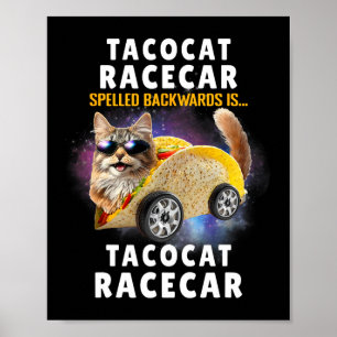 Affiche Tacocat Racecar épelé à l'envers Funny Ca Mexicain