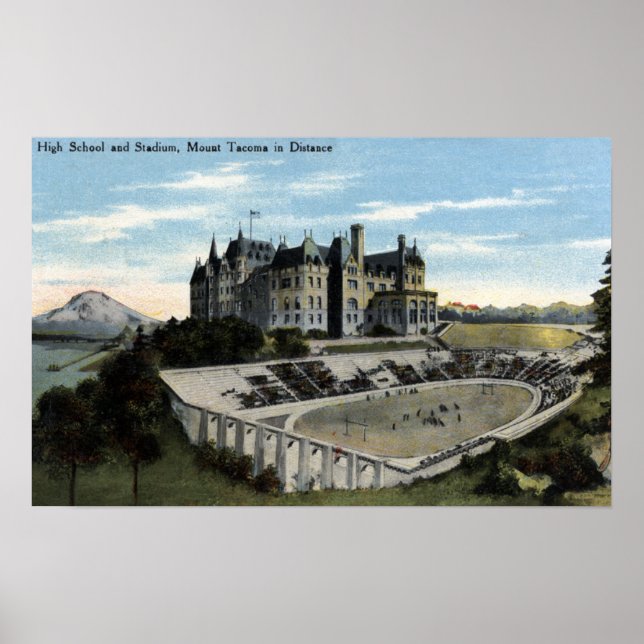 Affiche Tacoma, Washington - Vue du lycée (Devant)