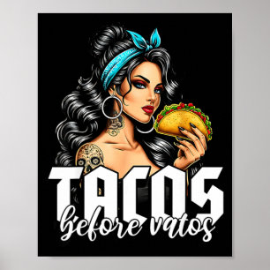 Affiche Tacos avant vatos drôle mexicaine chicana latine