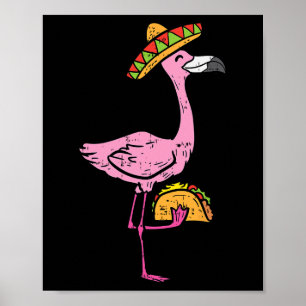 Affiche Tacos de flamant rose mexicain Mignon Cinco De May