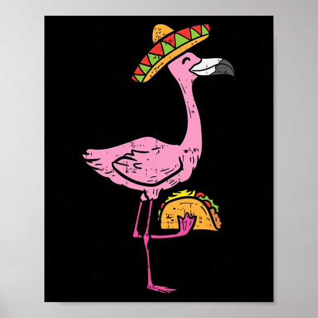 Affiche Tacos de flamant rose mexicain Mignon Cinco De May (Devant)
