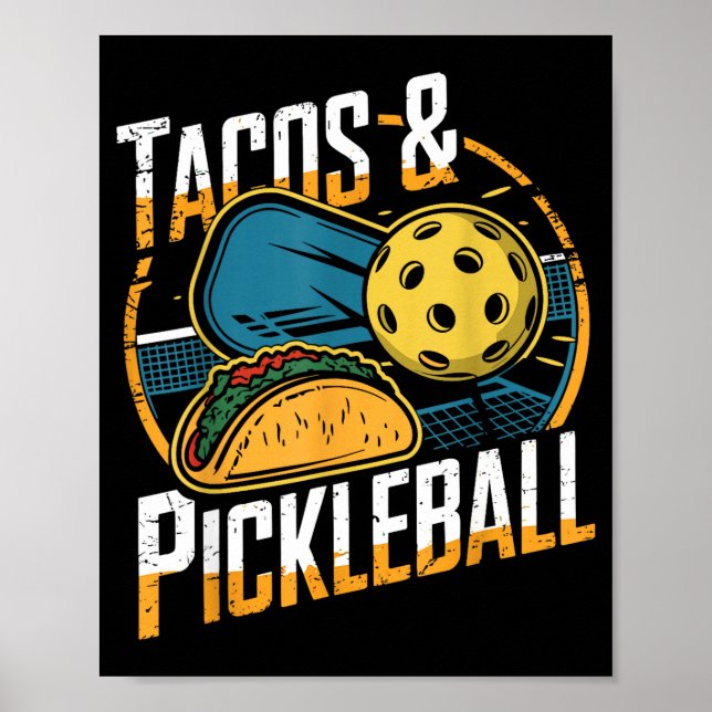 Affiche Tacos et pickleball drôle pickle ball  (Devant)