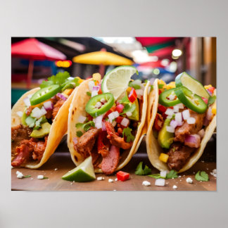 Affiche Tacos savoureux : Restauration rapide mexicaine