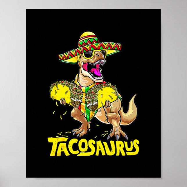Affiche Tacosaurus Rex Dinosaur Taco Kids Party Amusant (Devant)