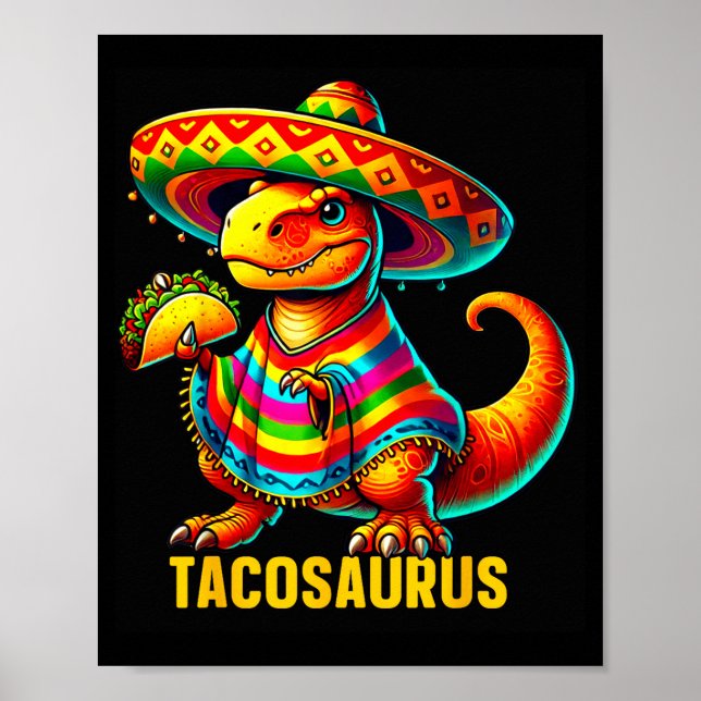 Affiche Tacosaurus taco dinosaure cinco de mayo mexicainTa (Devant)