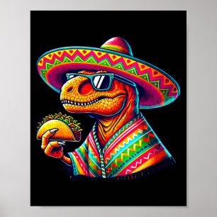 Affiche Tacosaurus taco dinosaure cinco de mayo mexicainTa