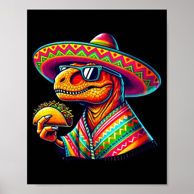 Affiche Tacosaurus taco dinosaure cinco de mayo mexicainTa (Devant)
