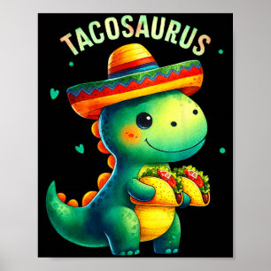 Affiche Tacosaurus taco dinosaure sombrero cinq de mayo