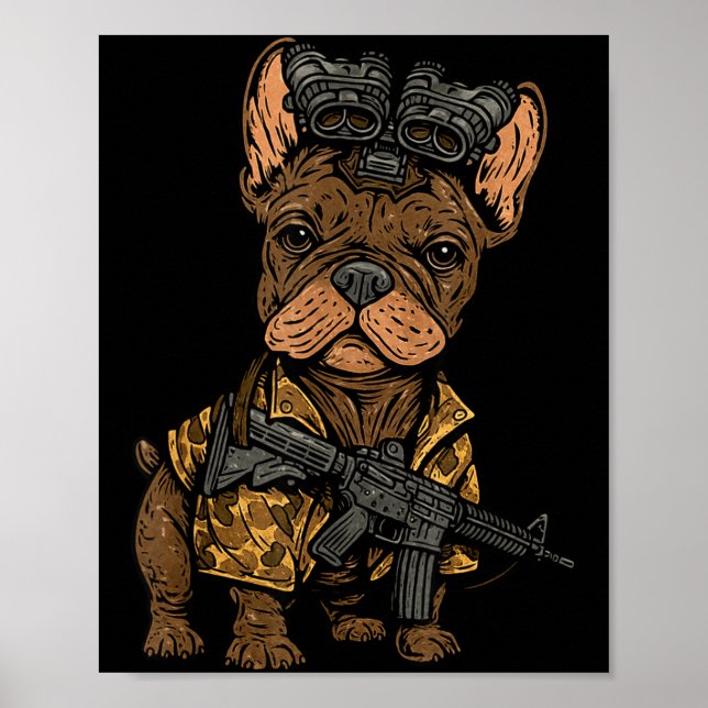 Affiche Tactical Frenchie Funny Dog Bulldog With Nvg Meme  (Devant)
