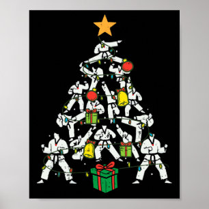 Affiche Taekwondo Arbre de Noël Xmas Arts Martiaux Karaté
